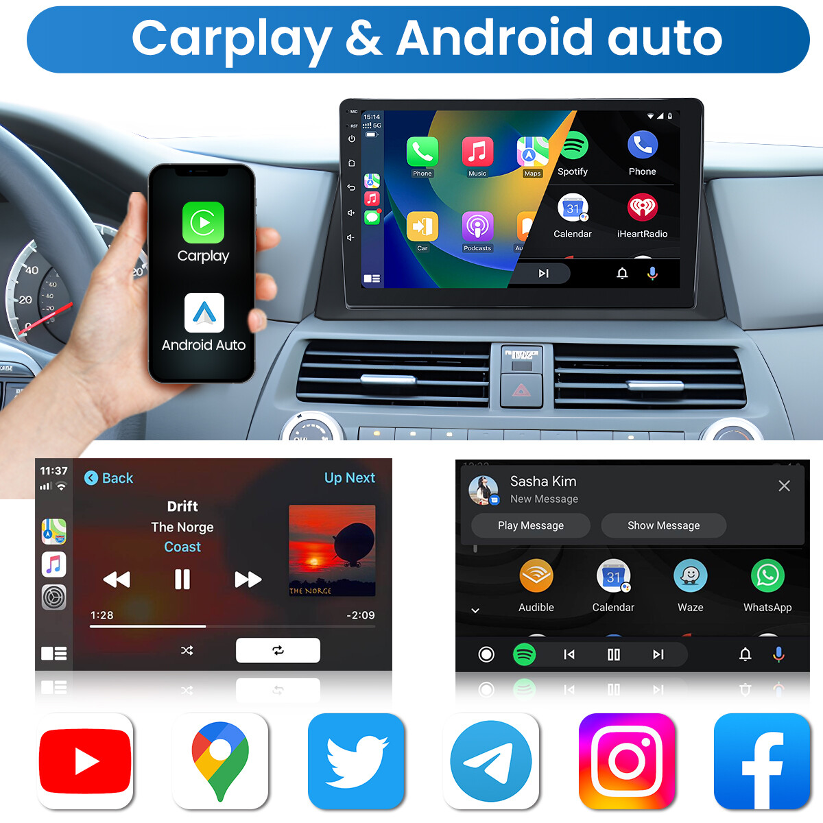 1280*800 For HONDA ACCORD 2008-2013 Android Auto Car Stereo NAVI Radio Carplay