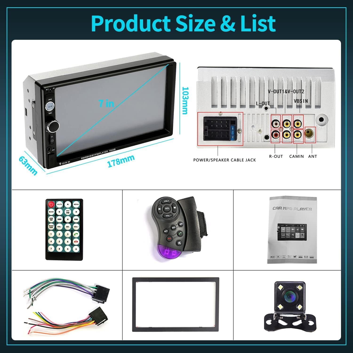 Pantalla HD Radio Bluetooth Para Carro Auto Con Camara De Reversa Retroceso 2023