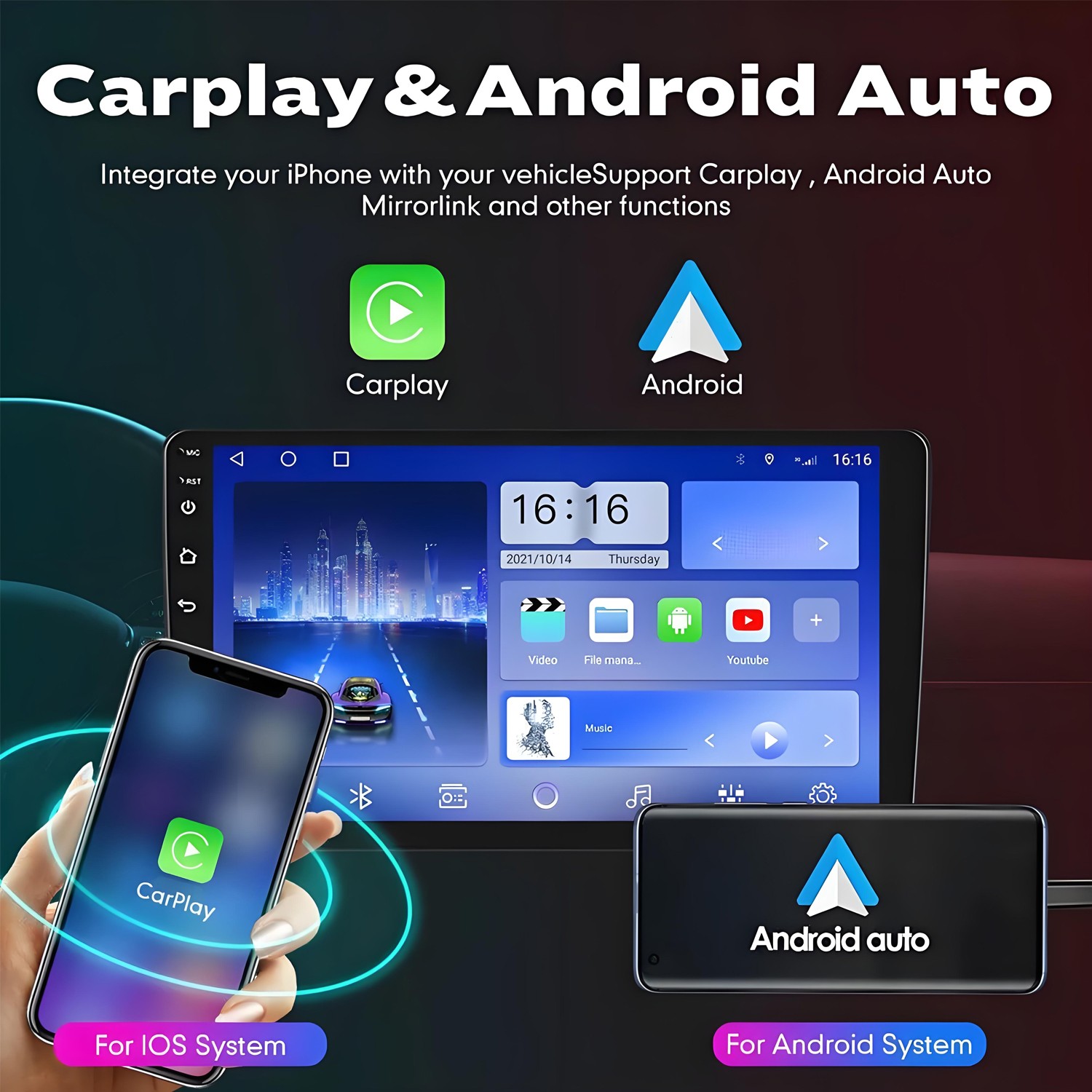 JBL Apple Carplay For Toyota Tacoma 2005-2013 Android Car Stereo Radio Head Unit