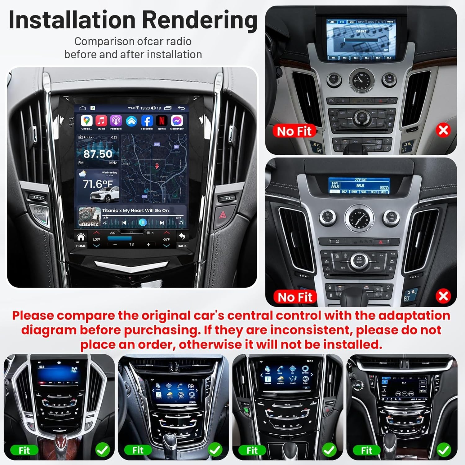 Carplay For Cadillac ATS Radio GPS Navigation Backup Cam Android DSP Navigation
