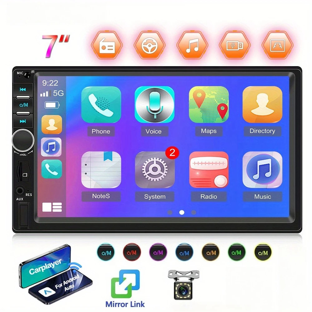 7" HD Car Stereo Radio 2Din MP5 Multimedia Player for Android Auto Camera