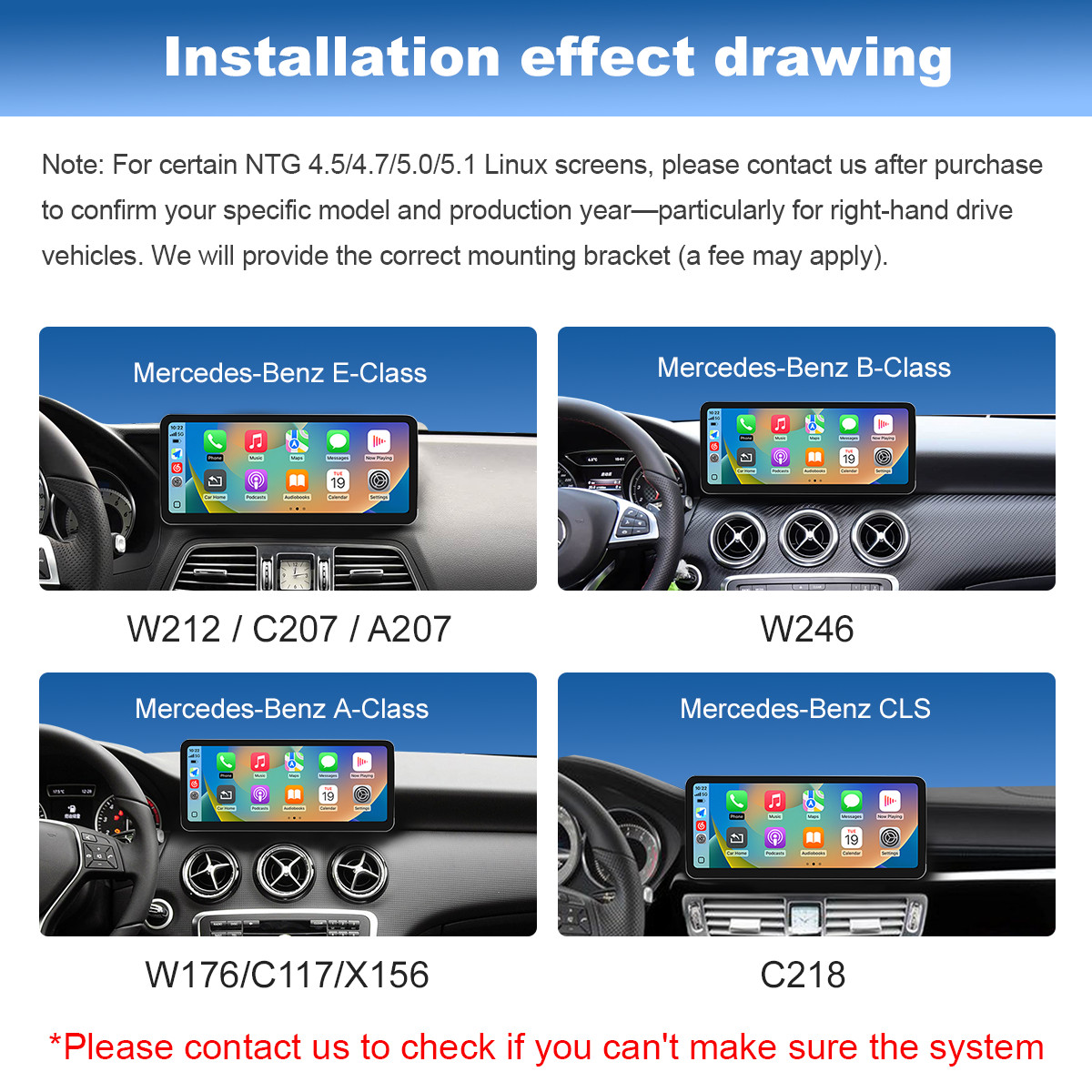 Android Auto Carplay for Mercedes Benz GLA CLA GLC GLK ML W205 W176 C117 Screen