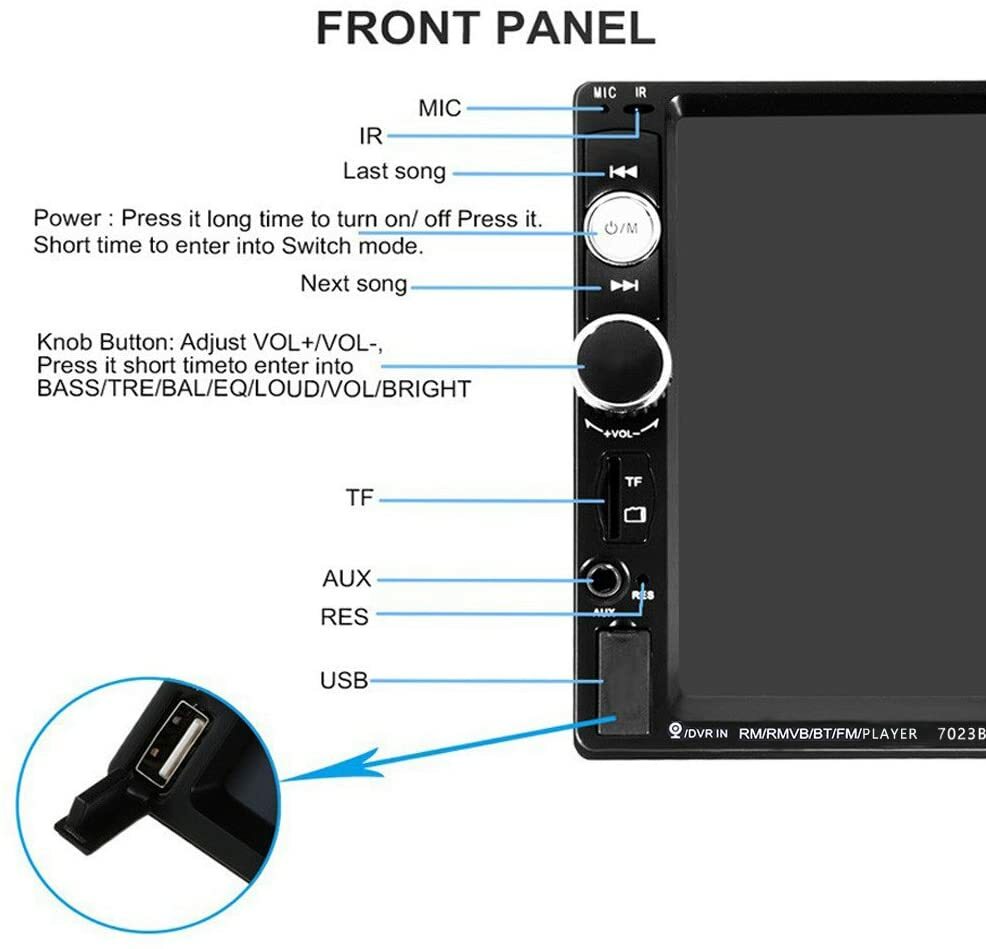 Double Din Car Stereo Audio Radio 7′ Touchscreen Digital LCD Monitor Bluetooth