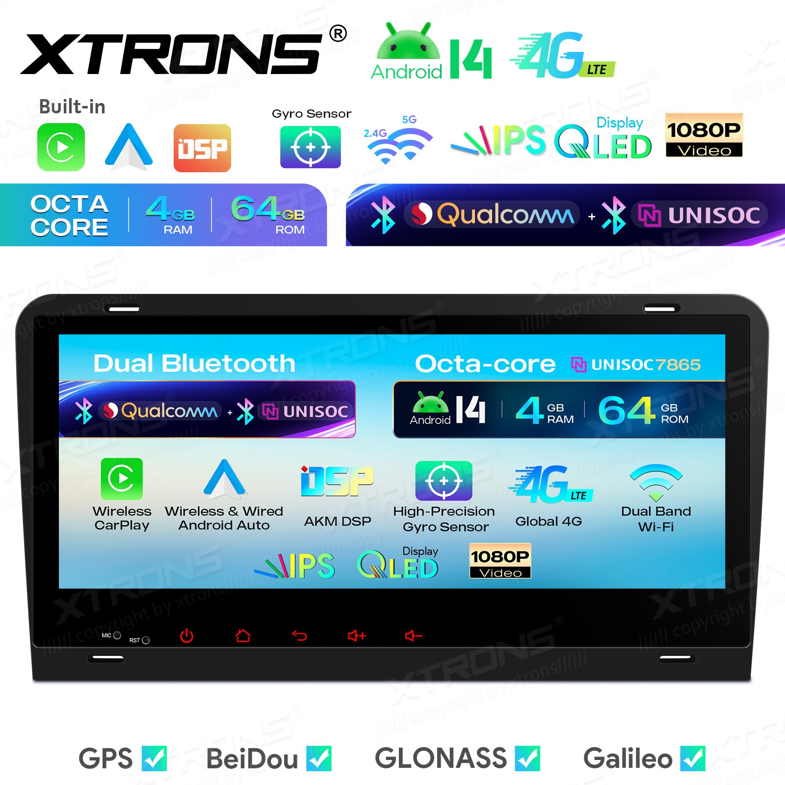 CarPlay Android Auto for Audi A3 S3 RS3 Android 14 8.8″ IPS Car Stereo Dual BT