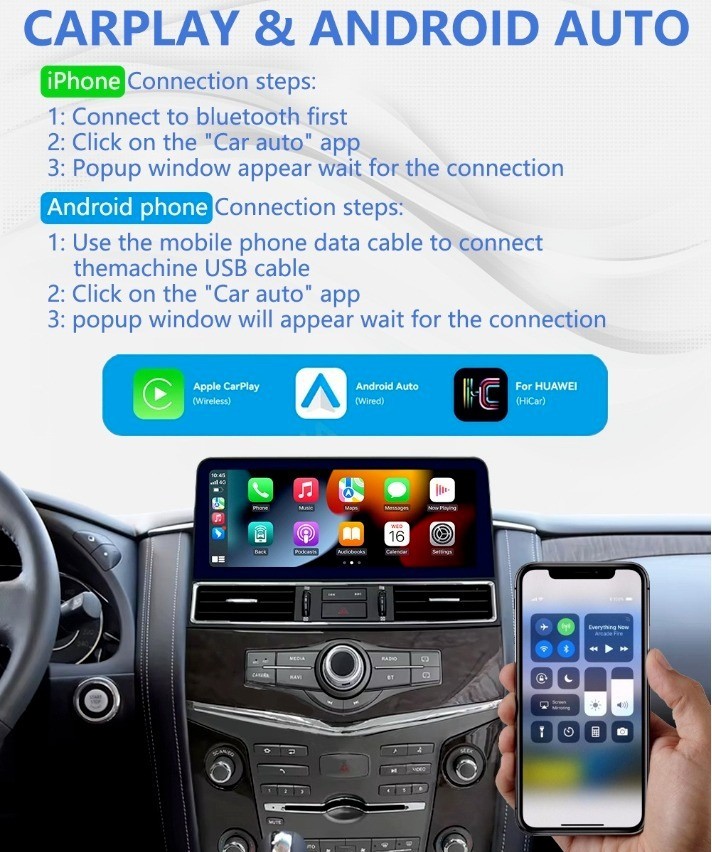 Car Radio Carplay Stereo For Nissan Armada Patrol Y62 Infiniti QX56 QX80 2010-20