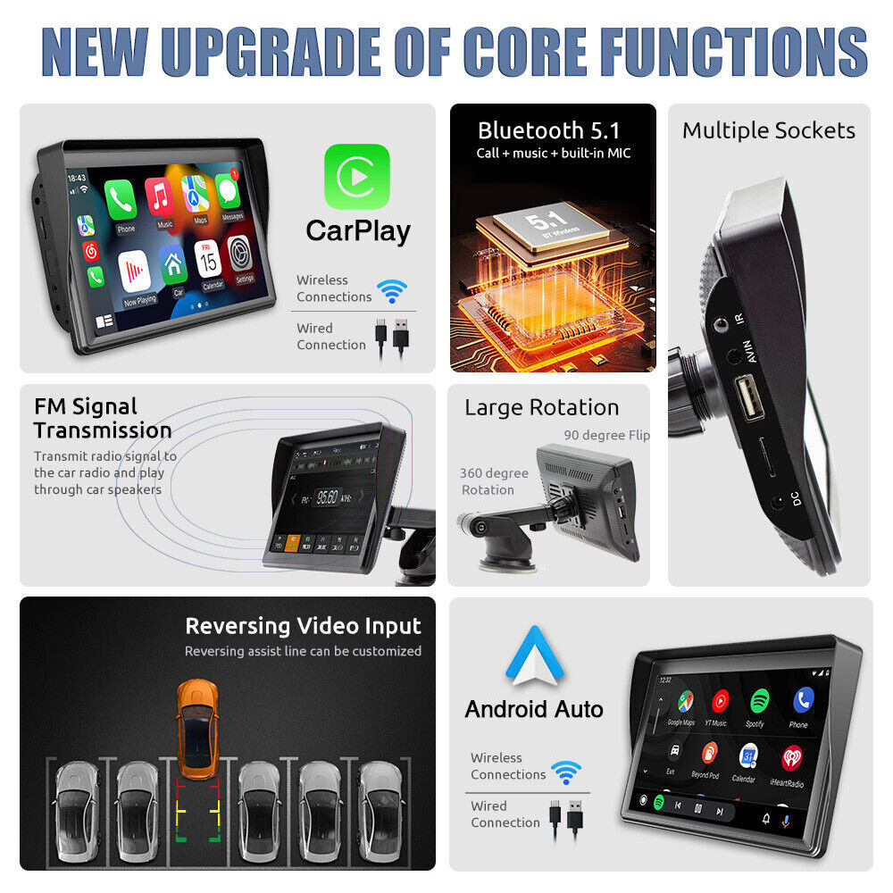 7″ Car Radio wireless Stereo Touch Screen Carplay Android For Honda Pilot 17-24