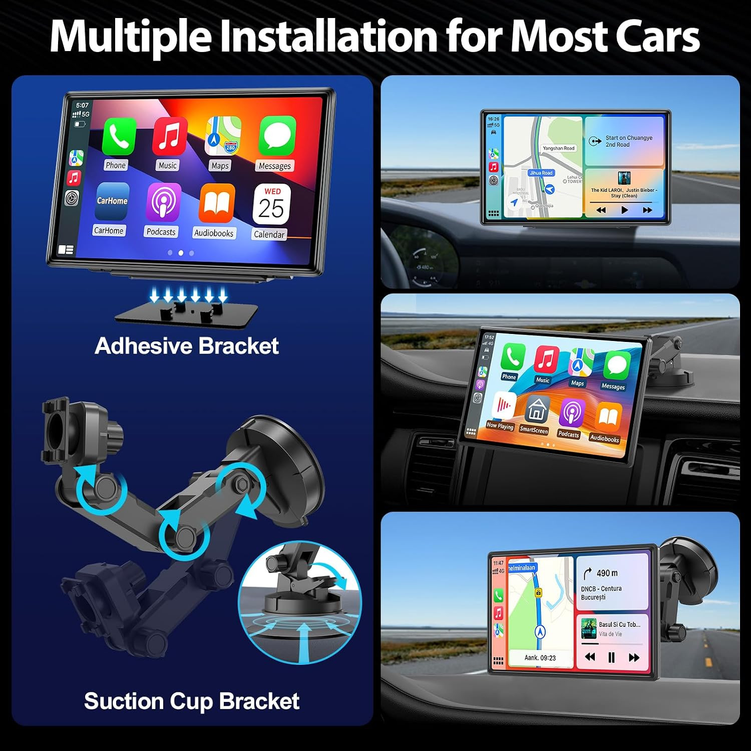 Wireless CarPlay Screen for Car – Portable Dash 9″ HD IPS Screen with Strongest