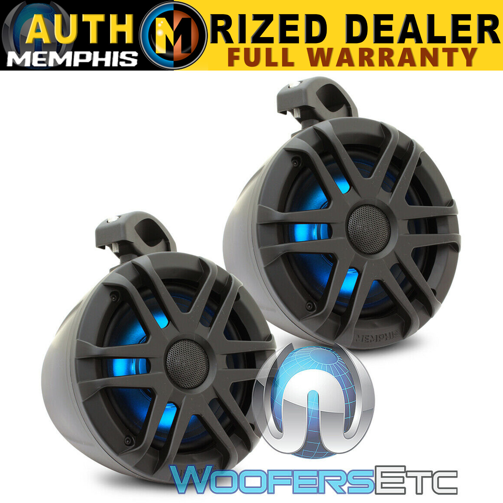 MEMPHIS MXA62PS 6.5″ BLACK POWERSPORTS MARINE BOAT TOWER SPEAKERS DOME TWEETERS