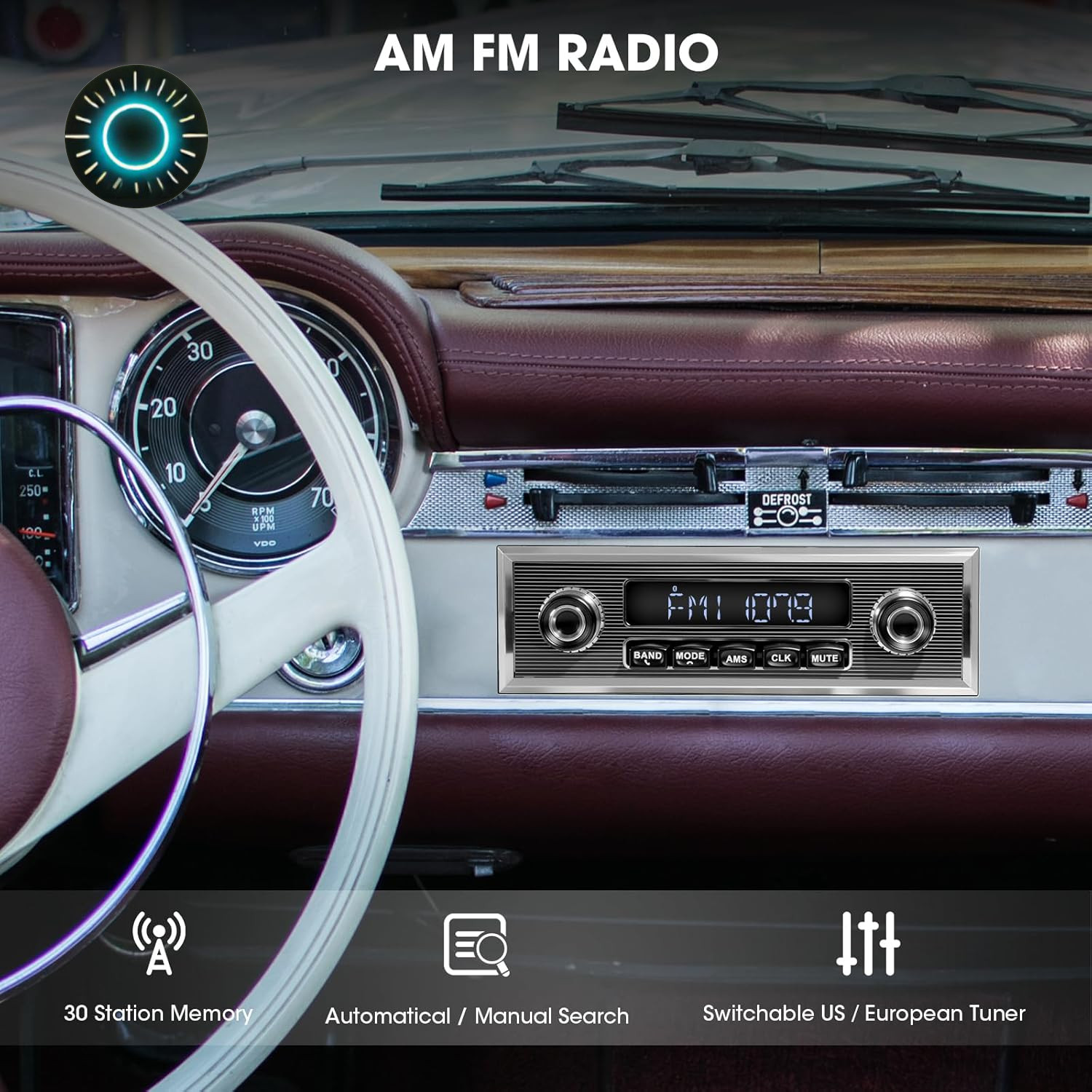 Bluetooth Retro Radio for Classic Vehicles: Single Din Vintage Stereo for Car