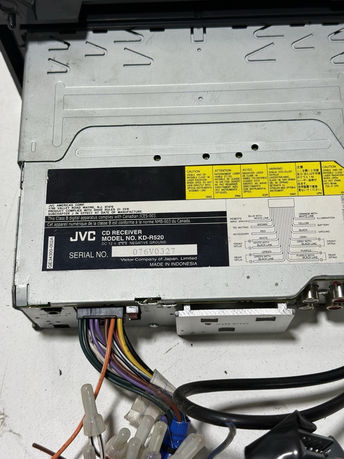 JVC KD-R520 CD PLAY RADIO HEAD UNIT DUAL AUX TESTED CC 50