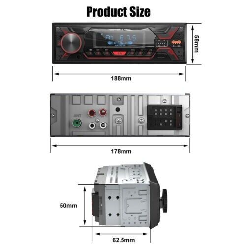 Bluetooth Car Stereo Audio In-Dash Aux Input Receiver SD USB MP3 Radio Player FM