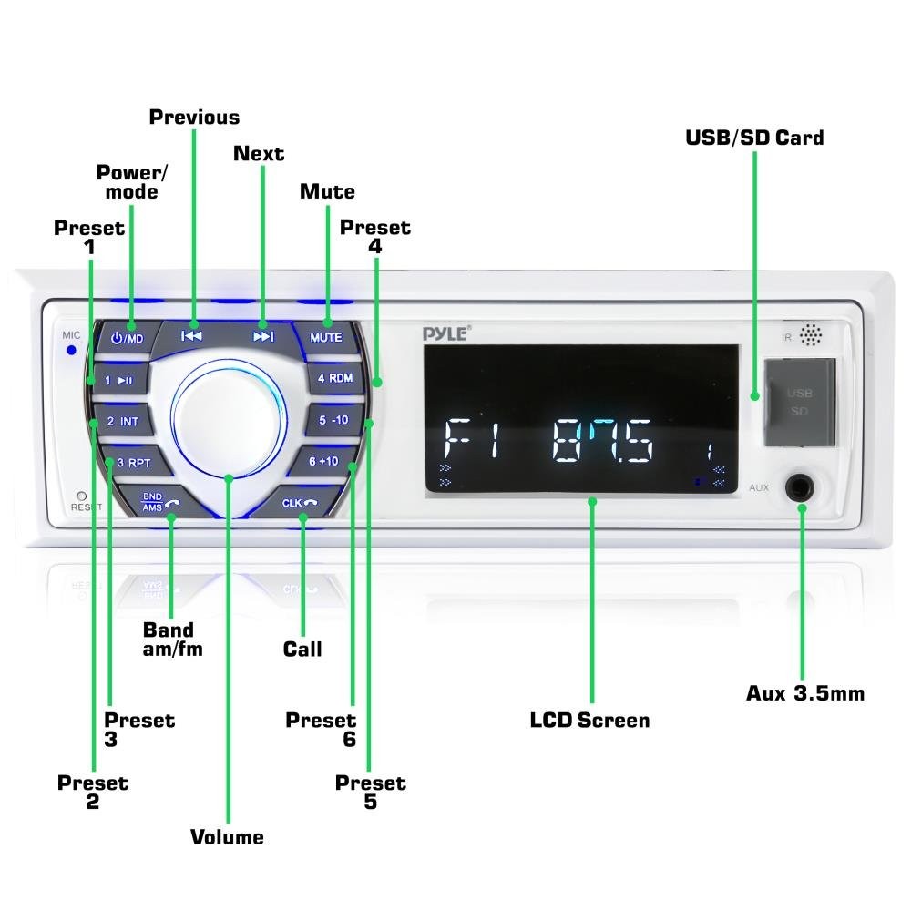 Pyle Marine Receiver & Speaker Kit – Built-in Bluetooth, AM/FM Radio, USB…