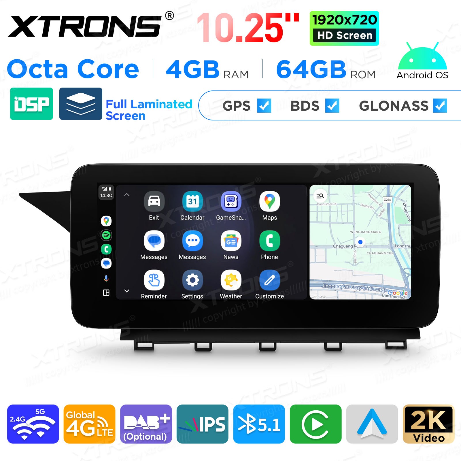 10.25” CarPlay For Benz X204 2013-2015 NTG 4.5 Android 14 Stereo Radio GPS Navi