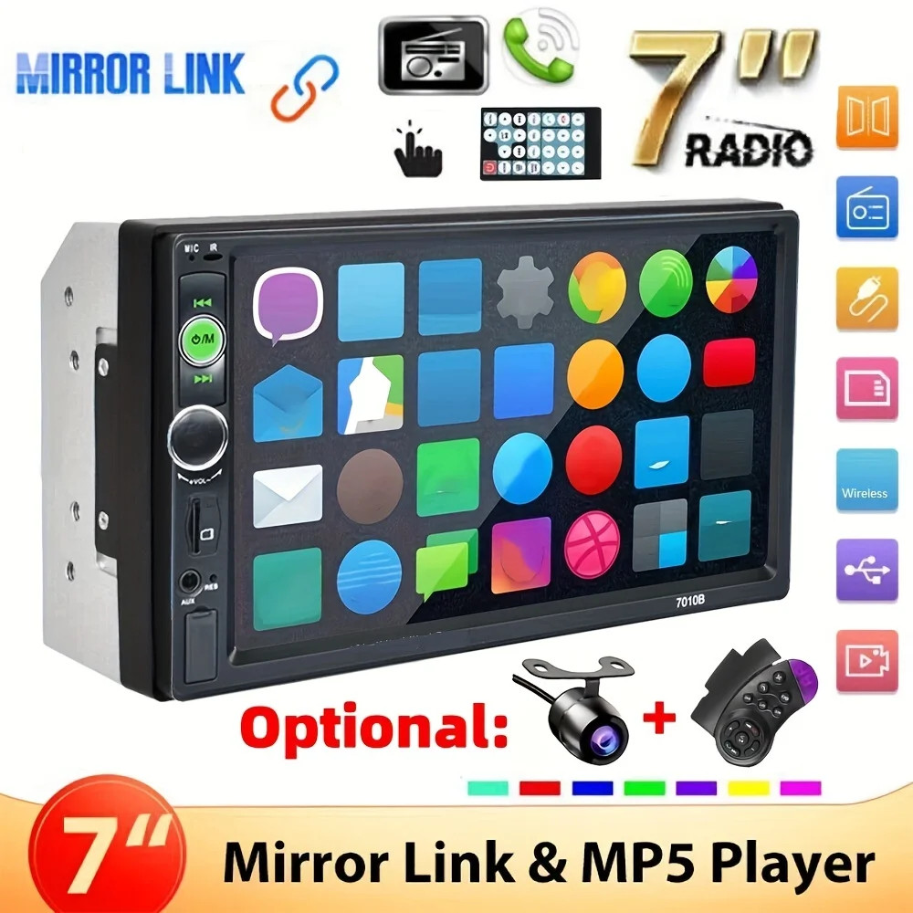 7" 2Din Car Stereo with MP5 Player,USB,AUX Audio Video Display with DVD