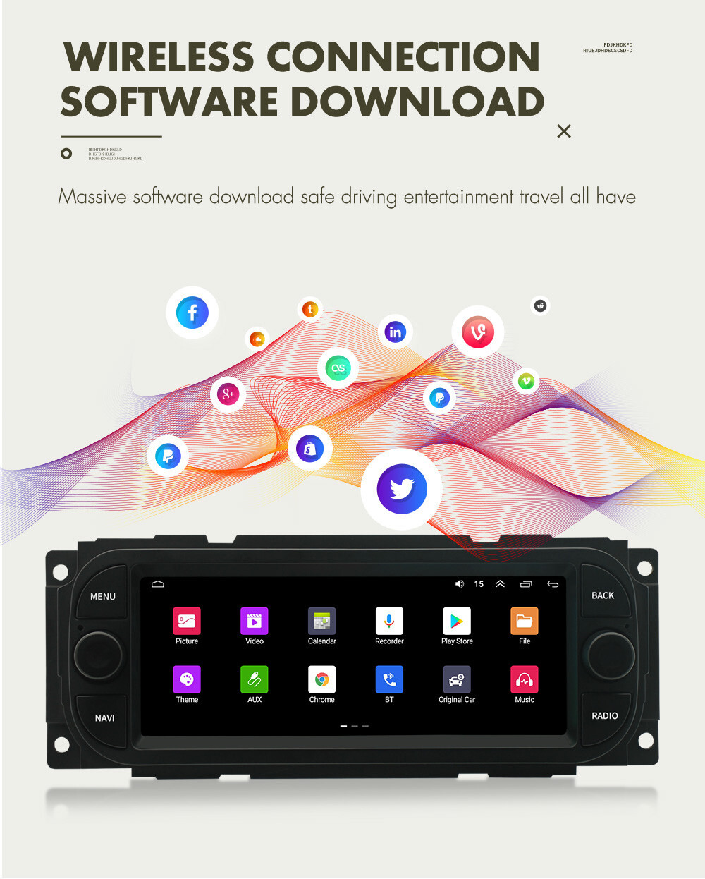 1 Din Car Stereo Radio BT Head Unit W/Cam Fit For Dodge Caravan/Dakota 2001-2004