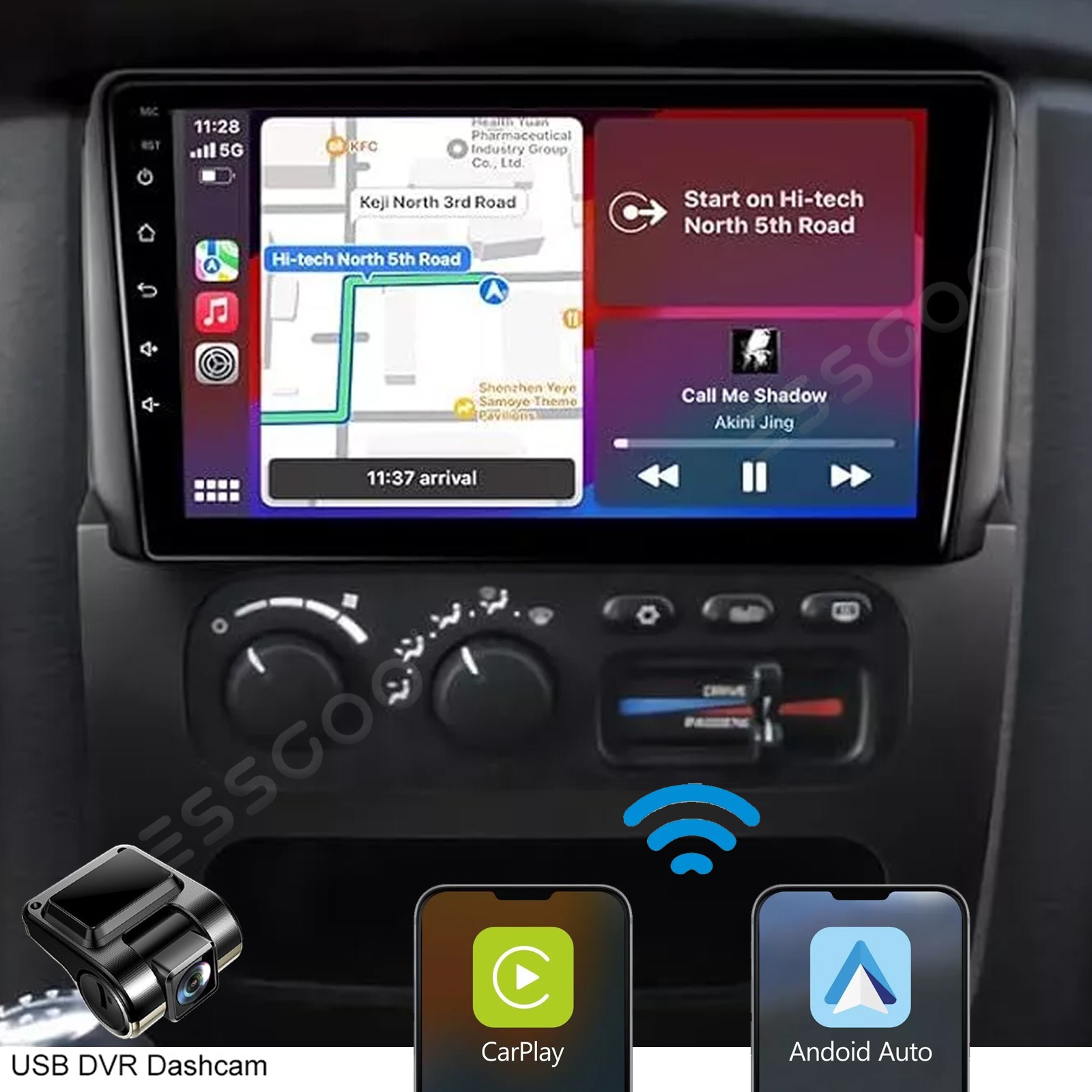 2+32G Car Stereo Radio Android 14 Carplay For 2002-2005 Dodge Ram 1500 2500 +DVR
