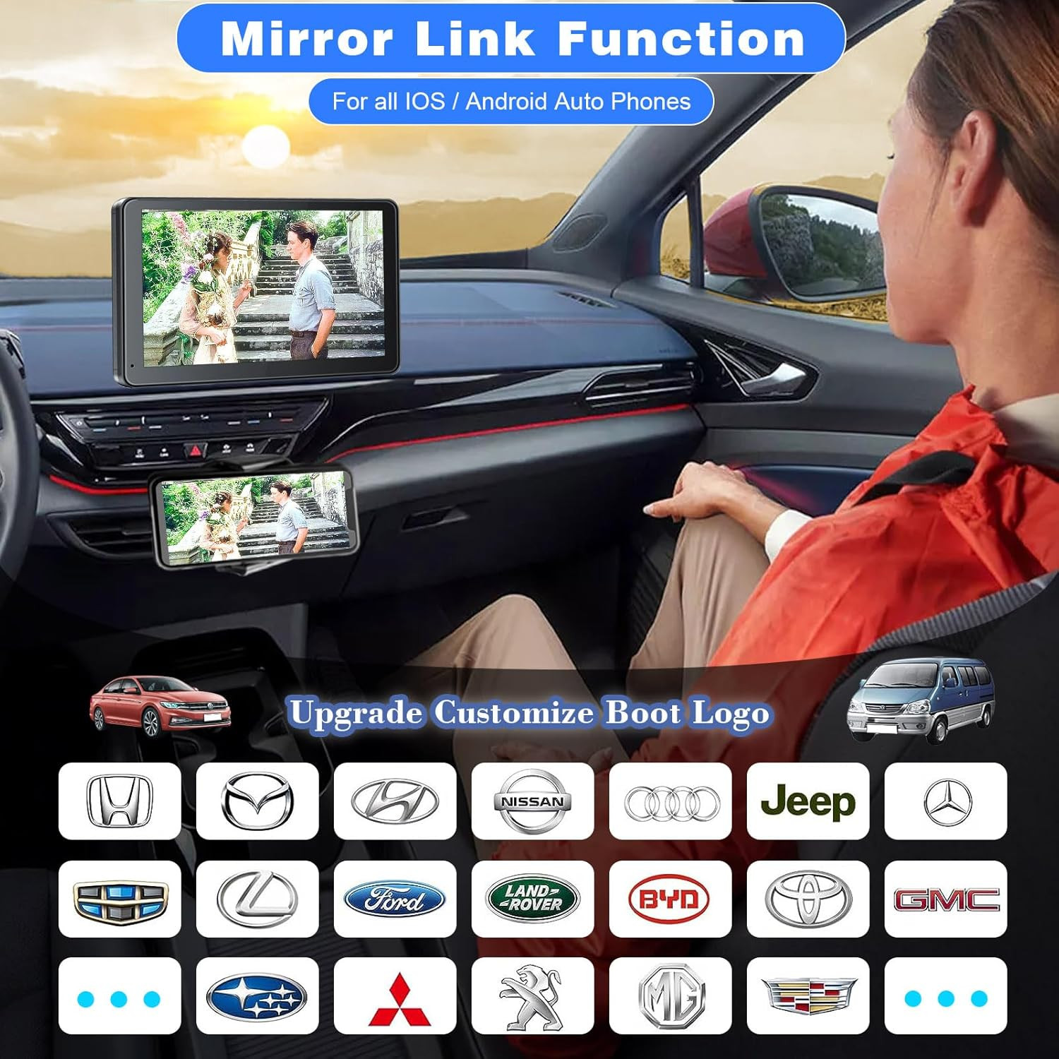 7″ HD Wireless CarPlay & Android Auto Screen, Bluetooth, Backup Camera, FM Trans