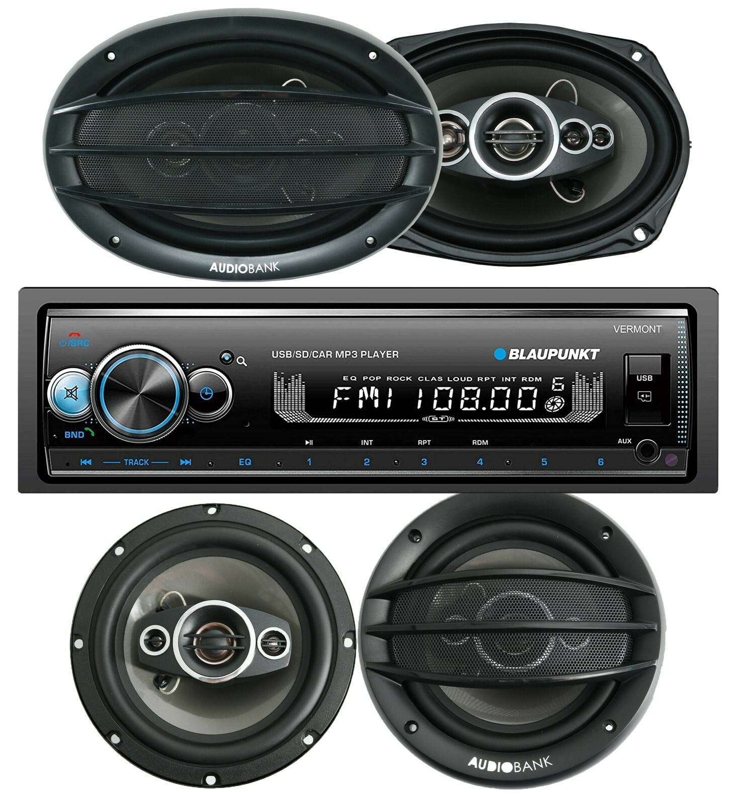 Blaupunkt VERMONT 72 Bluetooth Receiver + 4x Audiobank 6×9″ & 6.5″ Speakers
