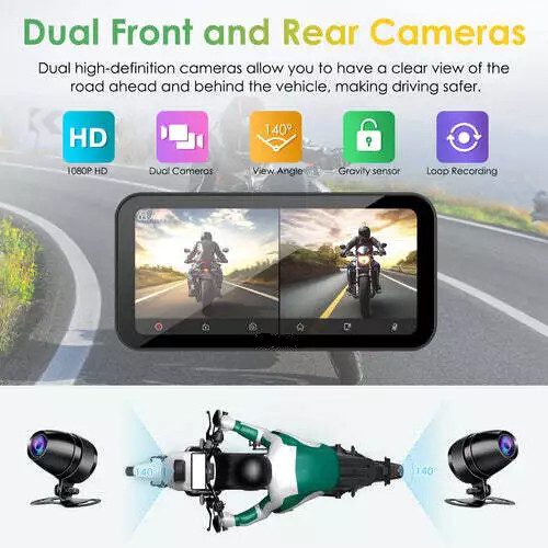 WHIXO V533 Android Wireless Carplay Auto Moto Stereo W/HD 1080P Dual Camera