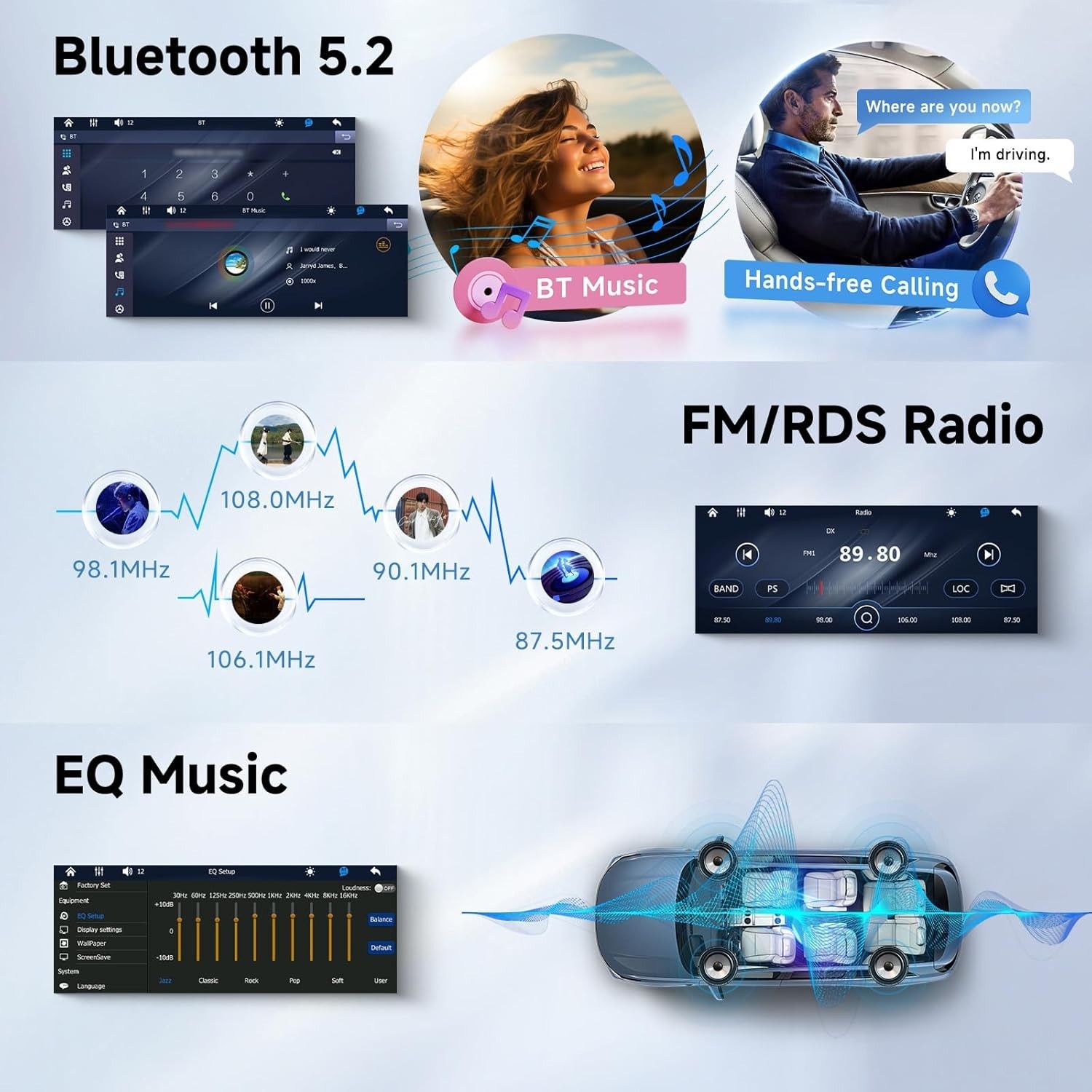 6.9” Single Din Car Stereo with Wireless CarPlay Android Auto, 1280 * 480 HD…