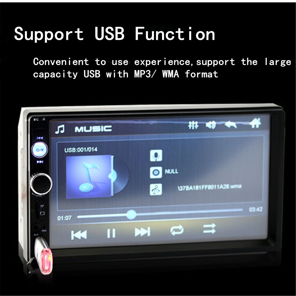 800×480 digital TFT Touch Screen V3.0 Support USB Bluetooth with Backup camera