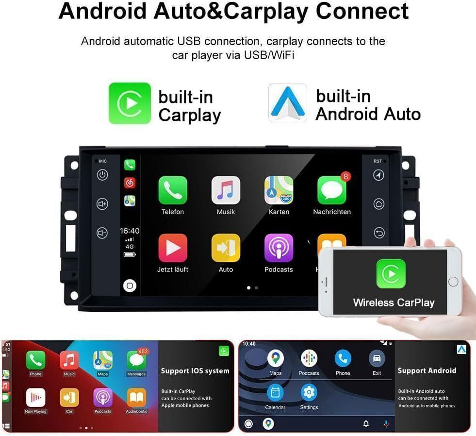 For 2008-2011 Dodge Dakota Apple Carplay 7″ Android 13 GPS Stereo Radio DSP