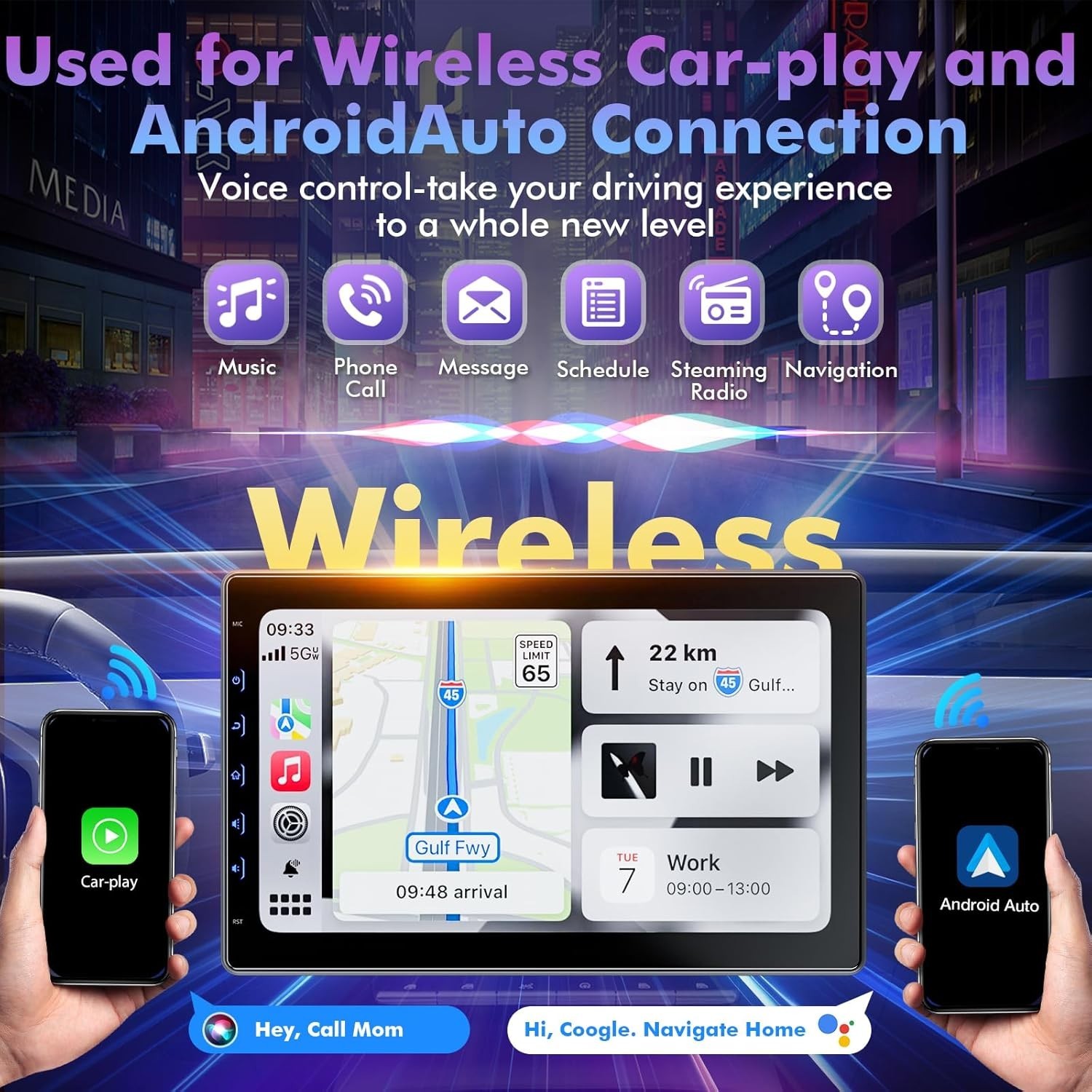 10 Inch IPS Touch Screen Car Stereo – Wireless CarPlay & Android Auto Ready