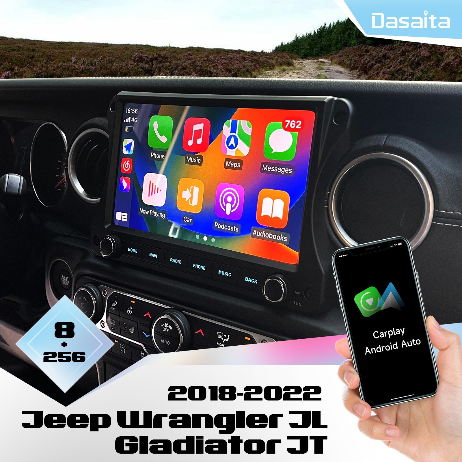 Android 13 10.2″ Car Radio for Jeep Wrangler JL/Gladiator JT 2018-2022 CarPlay