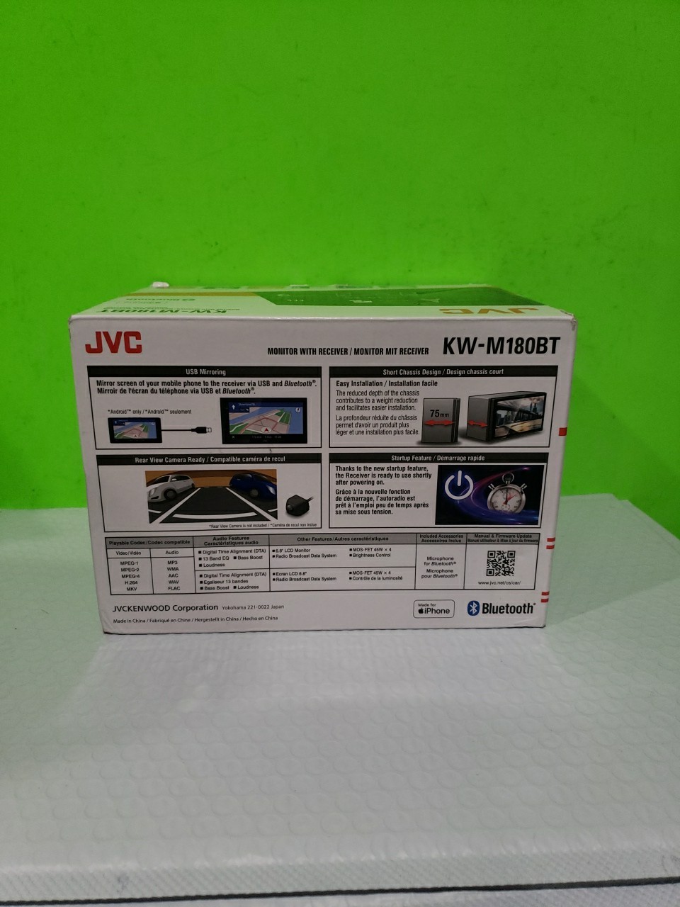 NEW JVC KW-M180BT, 2-DIN Digital Media Receiver, w/ Bluetooth Open Box