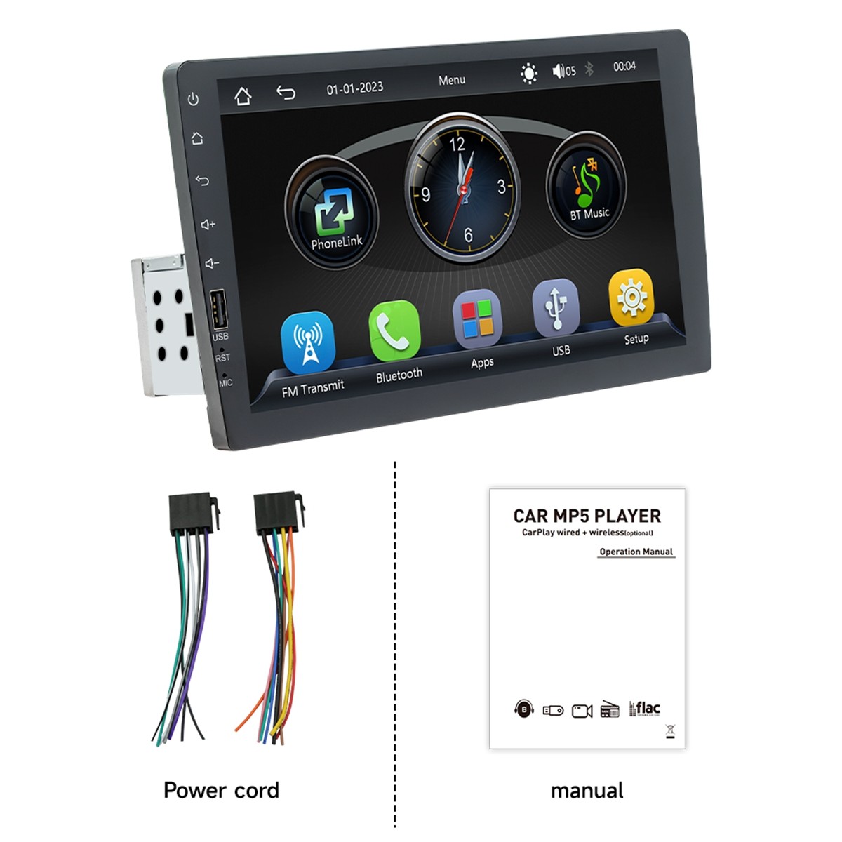 9″ 12V Single Din Car Stereo MP5 Carplay Radio Touch Screen Bluetooth Player FM