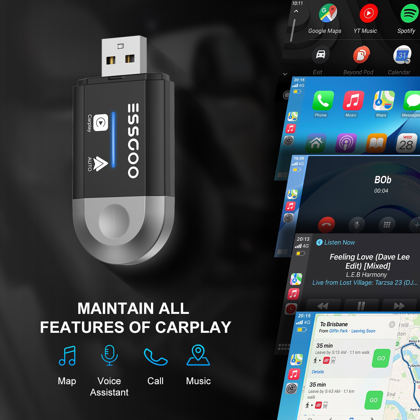 USB Wireless CarPlay Adapter For iPhone Apple Wireless Carplay Dongle Plug &Play
