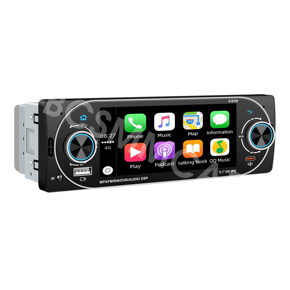1Din Car MP5 Player FM Bluetooth Touch Screen USB Stereo Mirror Link With SWC