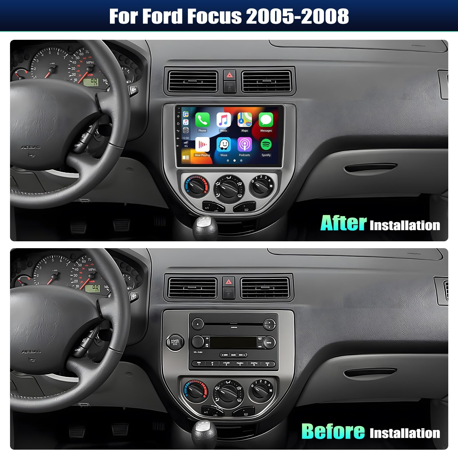 1280*800 Car Stereo Radio for Ford Focus 2005-2007 Carplay Screen Android Auto