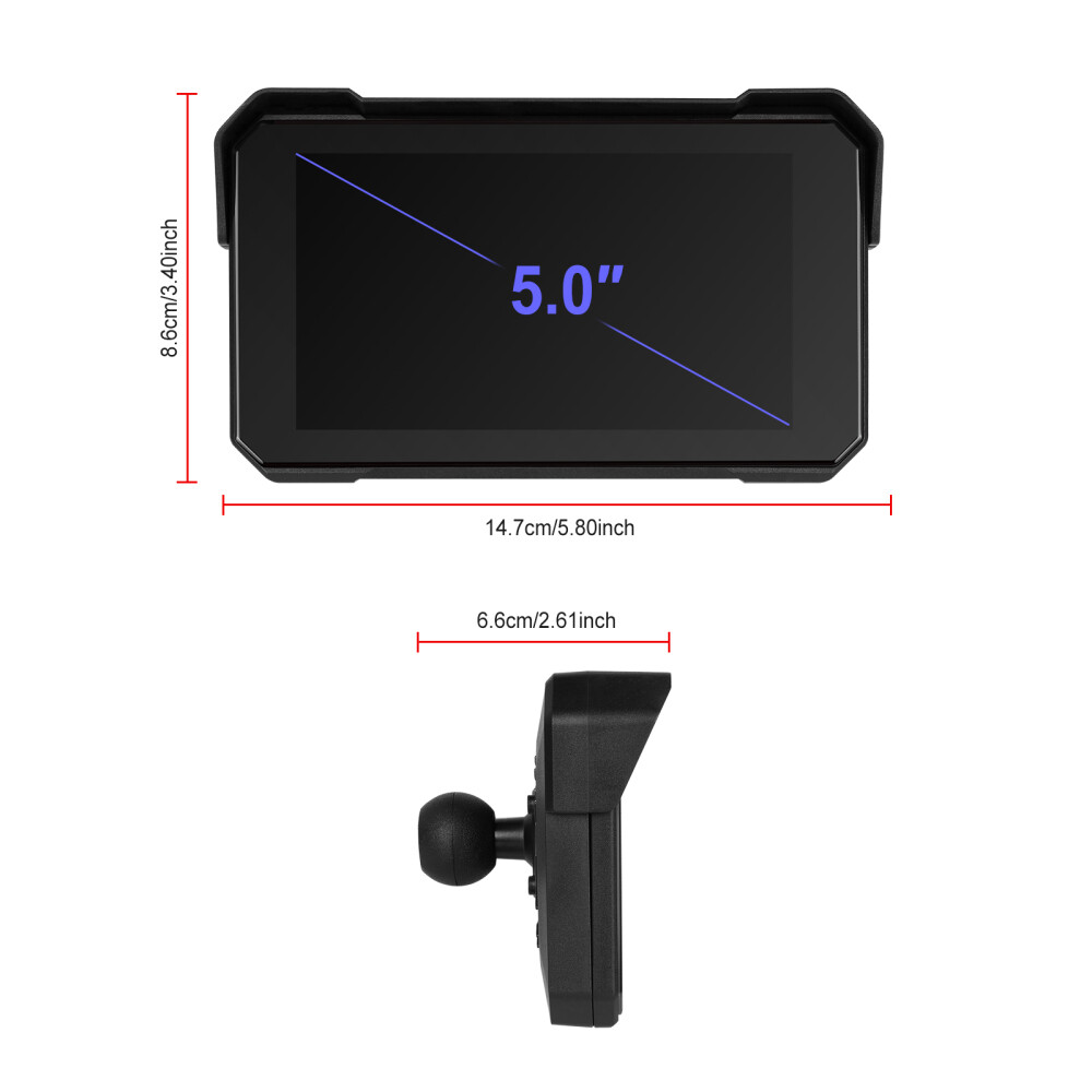 5″ Waterproof Motorcycle Navigator Wireless CarPlay Android Auto Portable Screen
