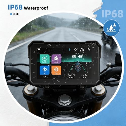 GPS CarPlay 5″ IPS Motorcycle CarPlay Screen for Motorcycle with A-pple