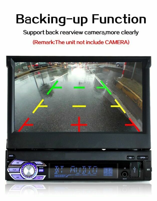 7”1 Din Car Radio SD Head Unit Touch Screen Stereo Flip Out Screen Bluetooth FM