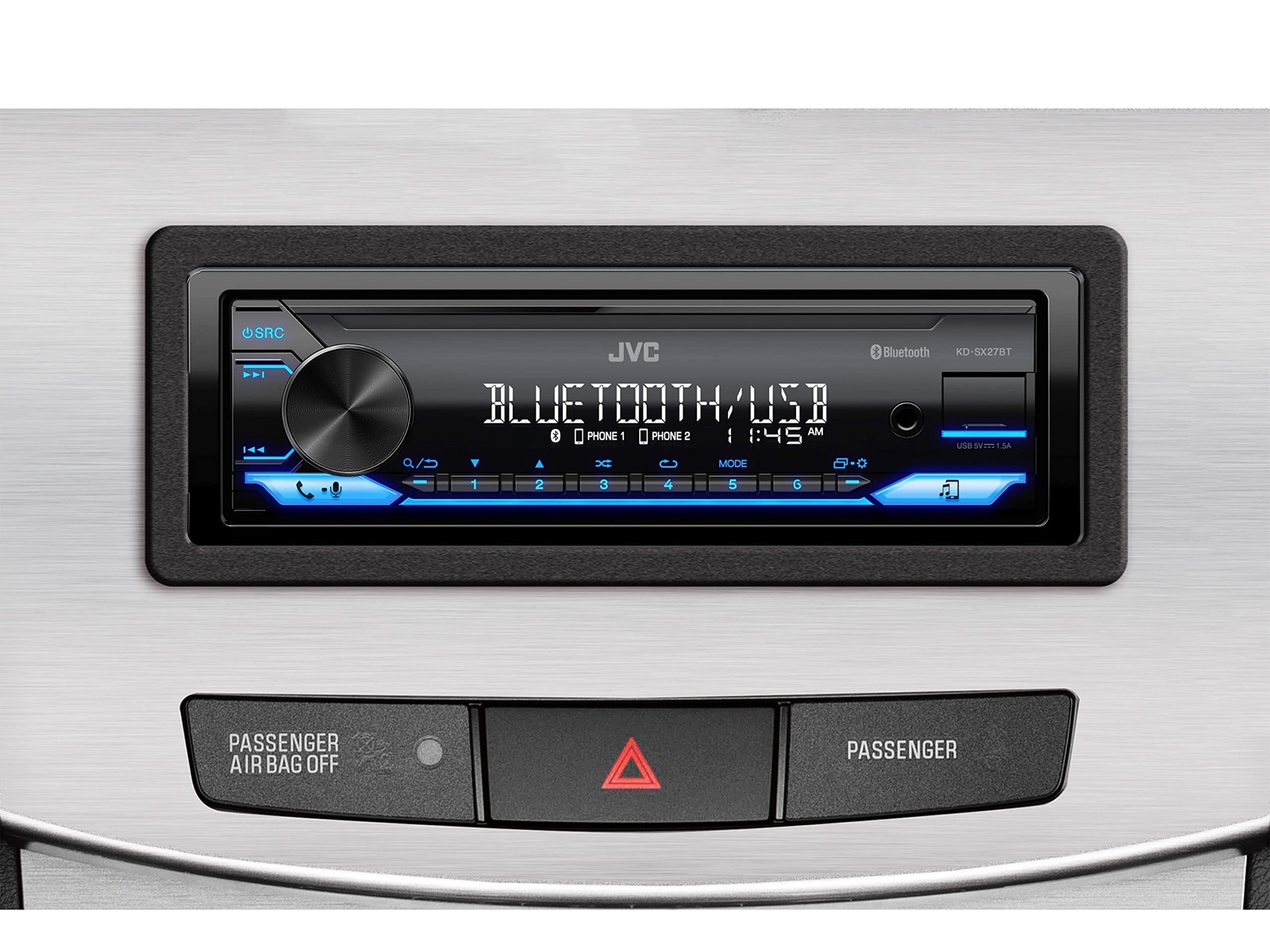 JVC KD-SX27BT Car Stereo with Bluetooth, 100W Digital Media Receiver, 1.5A…