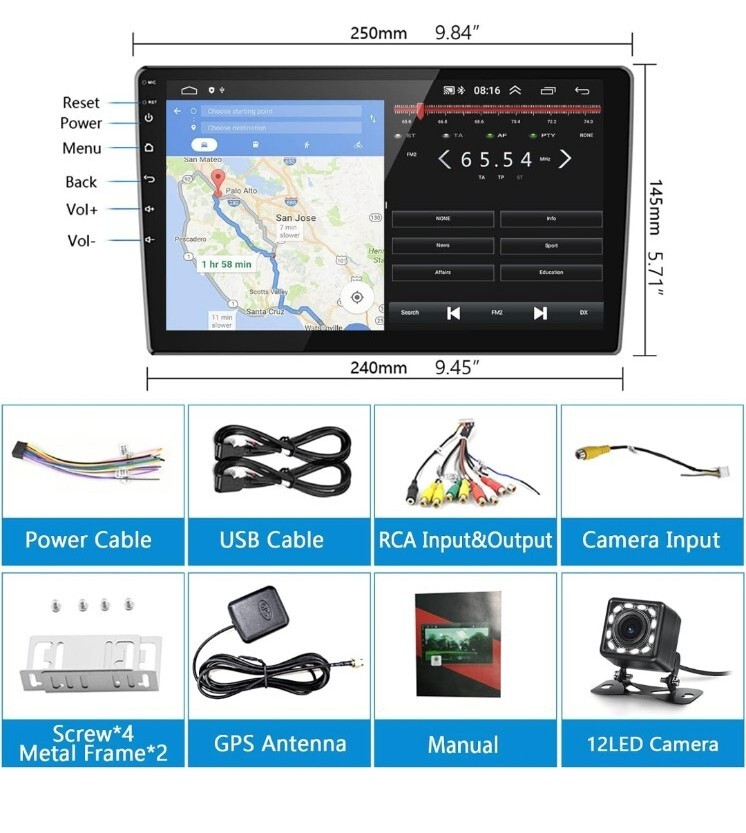 1G+32G Double Din Android 13 Car Stereo with Wireless Apple Carplay Android…