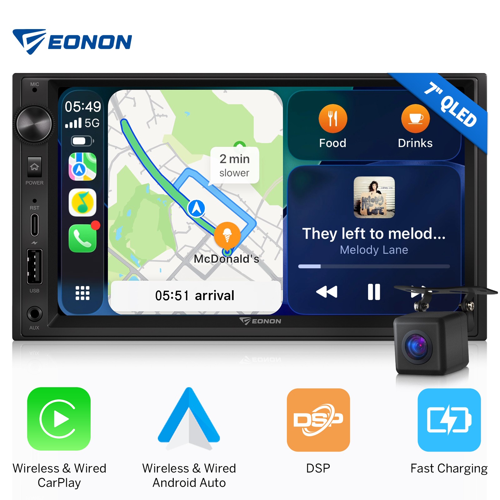 X3 2 DIN Android Auto 7 inch QLED Car Stereo Wireless CarPlay GPS Navigation DSP