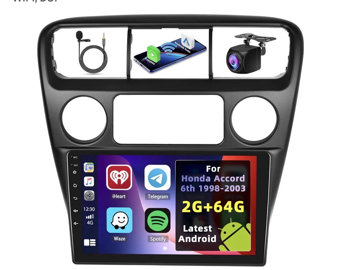 2+64G Android 15 Car Stereo Radio for Honda Accord 1998-2003 Touch Screen AHD