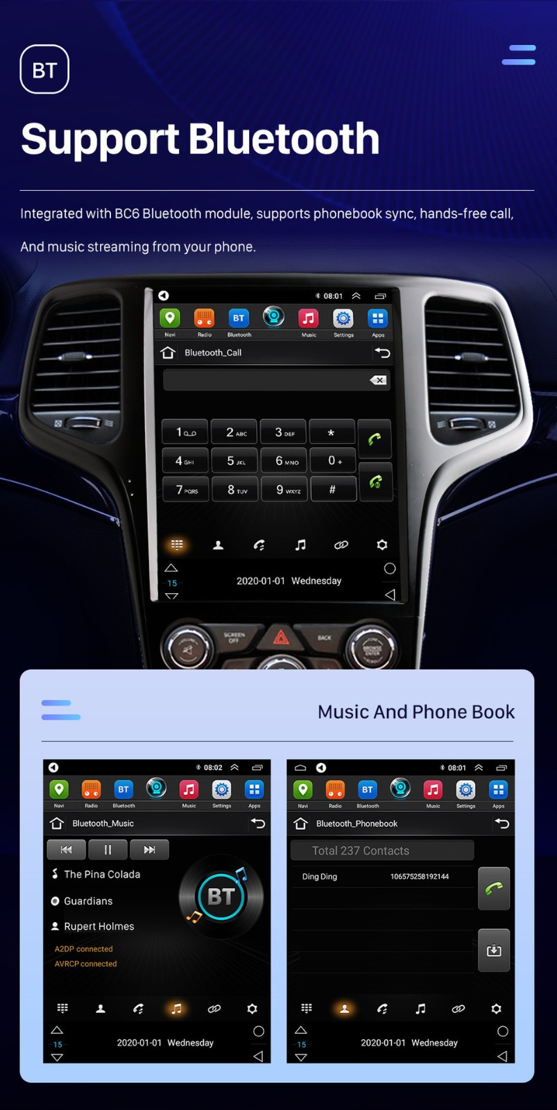 12.8″ Android Car Radio Carplay Stereo GPS For 2014-2020 Jeep Grand Cherokee