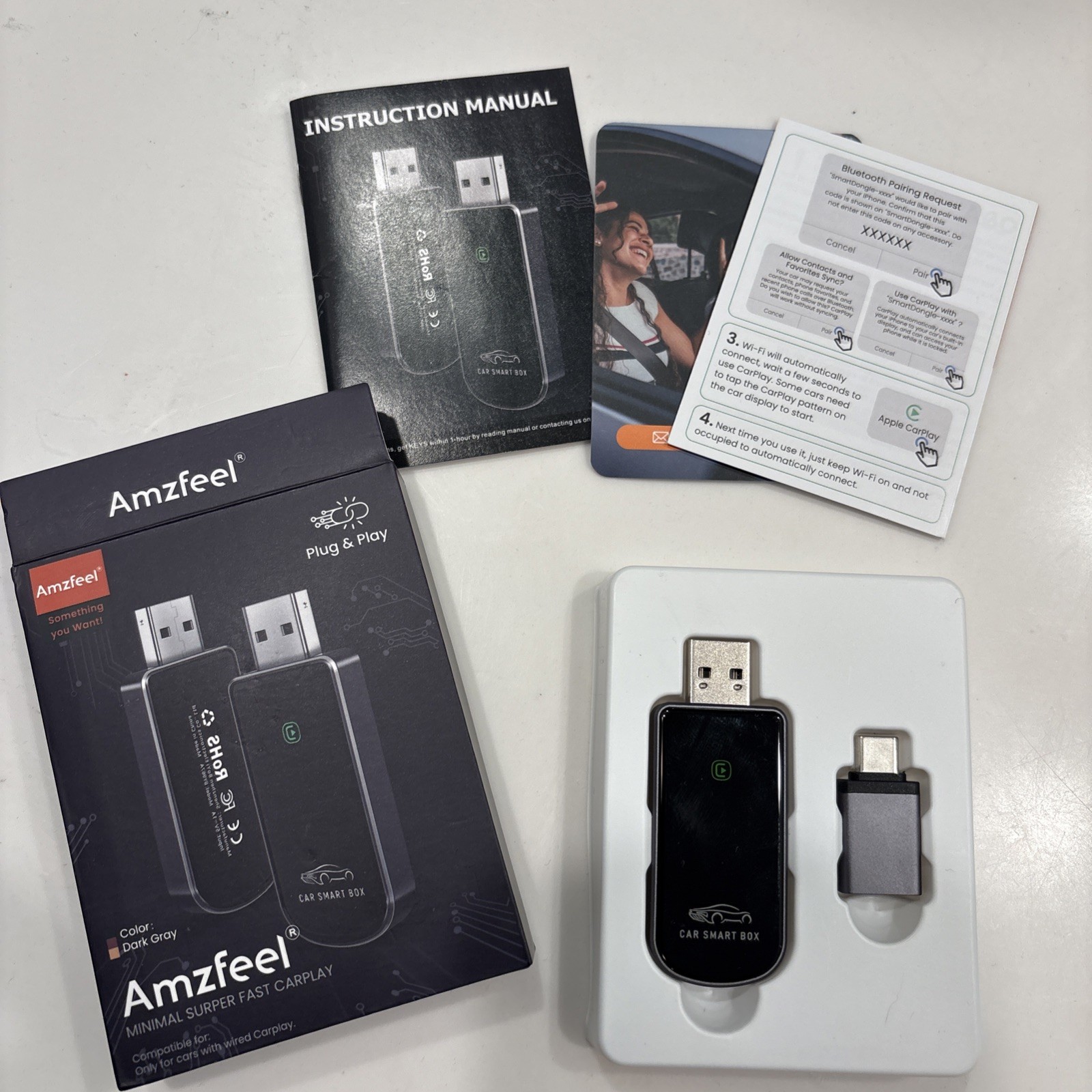 Amzfeel Wireless CarPlay Adapter Mini Edition Converts Wired to Wireless CarPlay