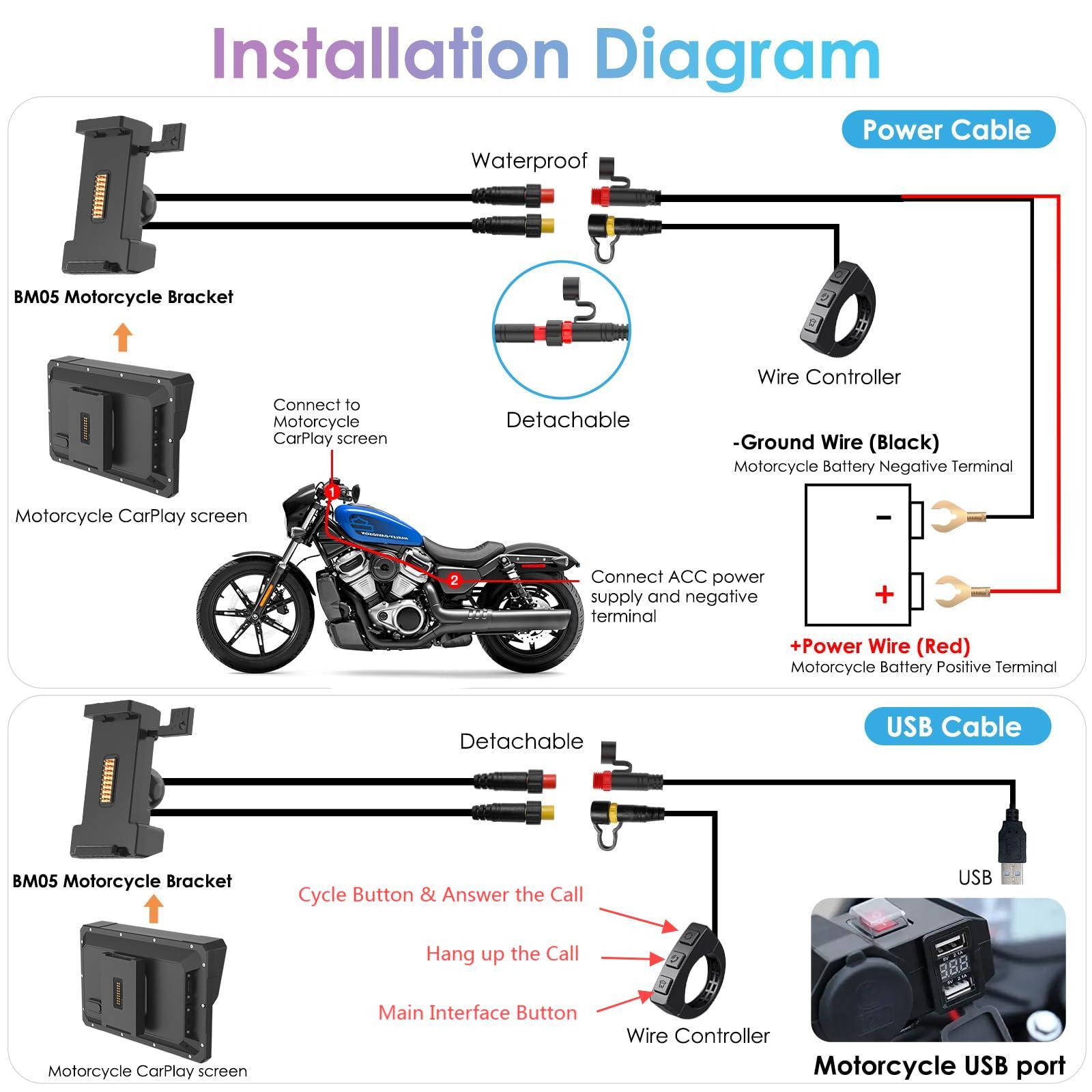 Carpuride W702S Pro Moto TPMS Carplay Screen BM05 Mount Wireless Android Auto BT