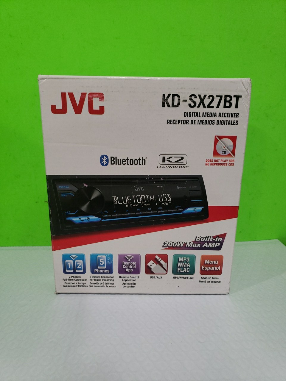 JVC KD-SX27BT Car Stereo with Bluetooth, 100W Digital Media Receiver New