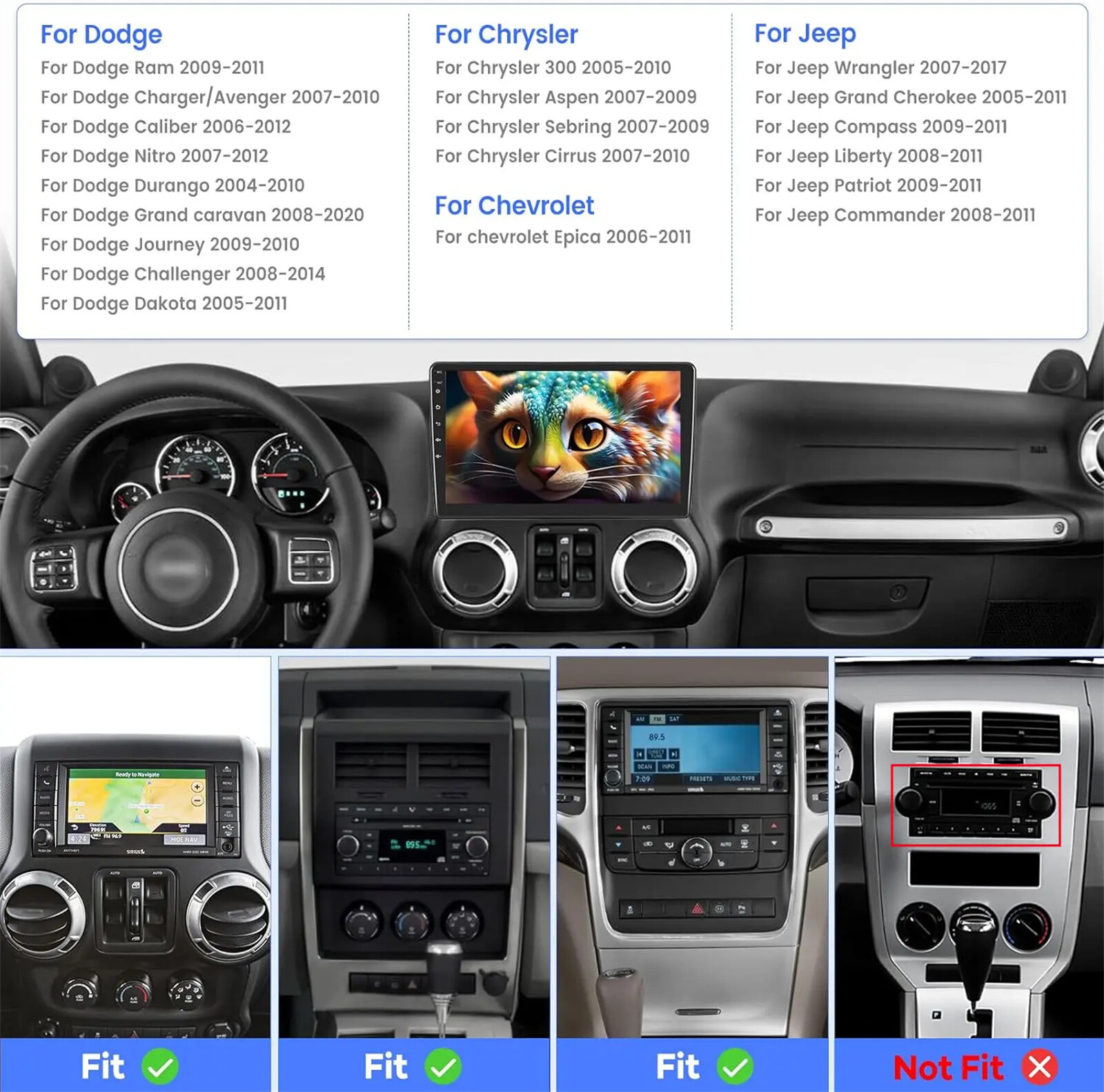 For Jeep Wrangler Chrysler Dodge Ram Android 13 Carplay Car Stereo Radio GPS Nav