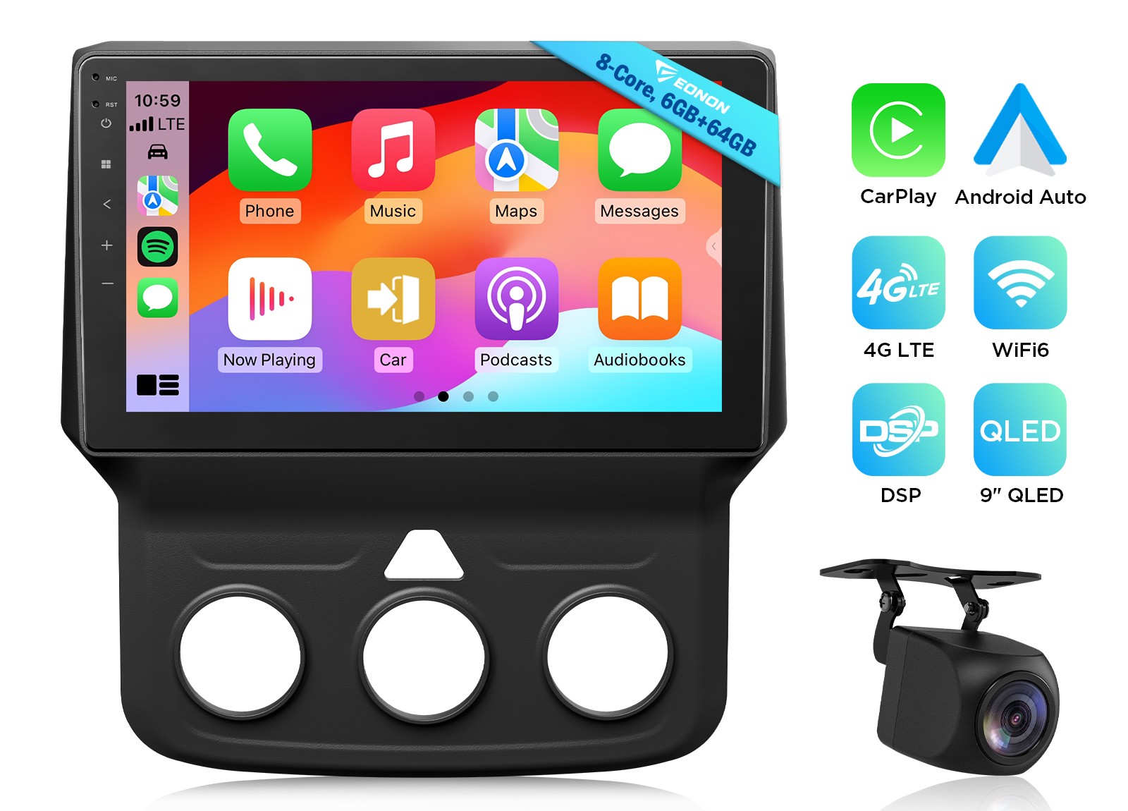 Eonon DGRMX6S2 6+64 9″ QLED Android Car Stereo Radio CarPlay GPS for Ram 1500 4G