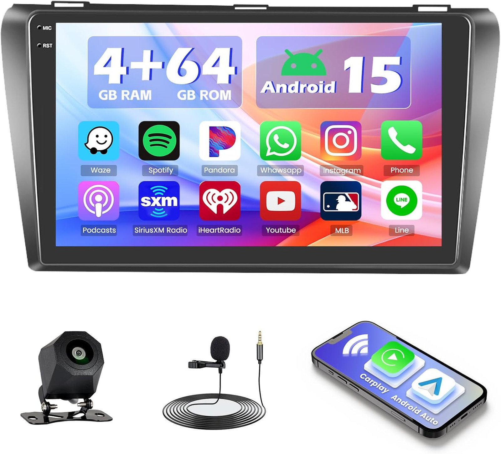 4+64GB Android Car Stereo Mazda 3 2004 2005 2006 2007 2008 2009 9 Inch