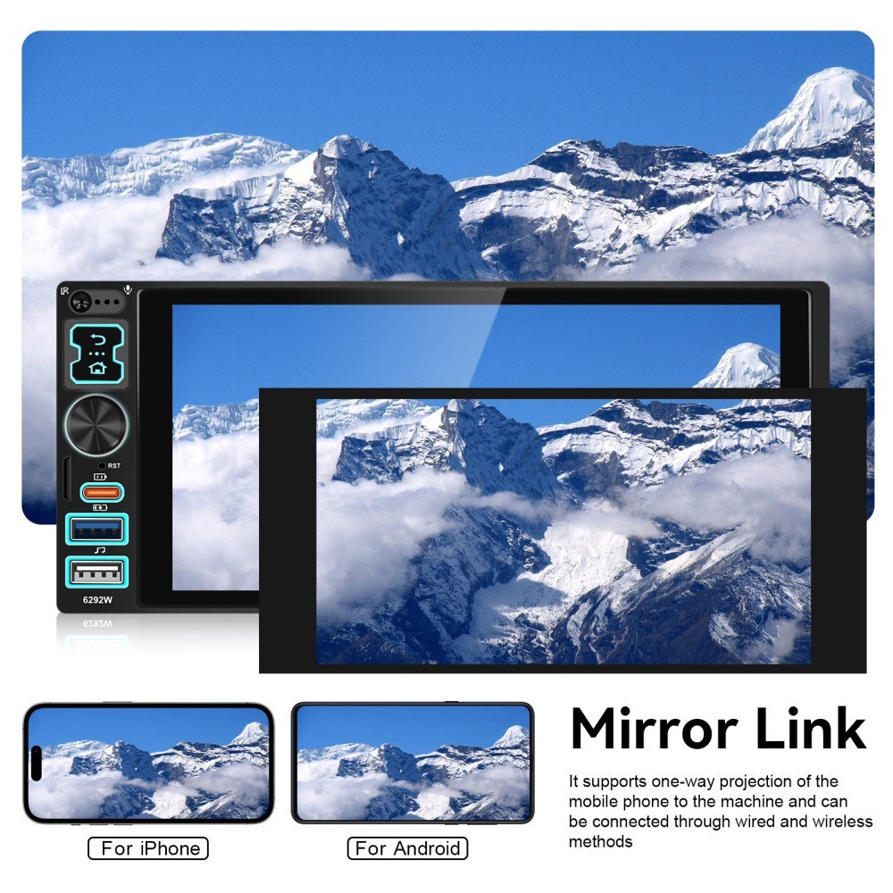 6.9 Inch SINGLE DIN CAR STEREO WIRELESS CARPLAY TOUCHSCREEN BLUETOOTH RADIO USB