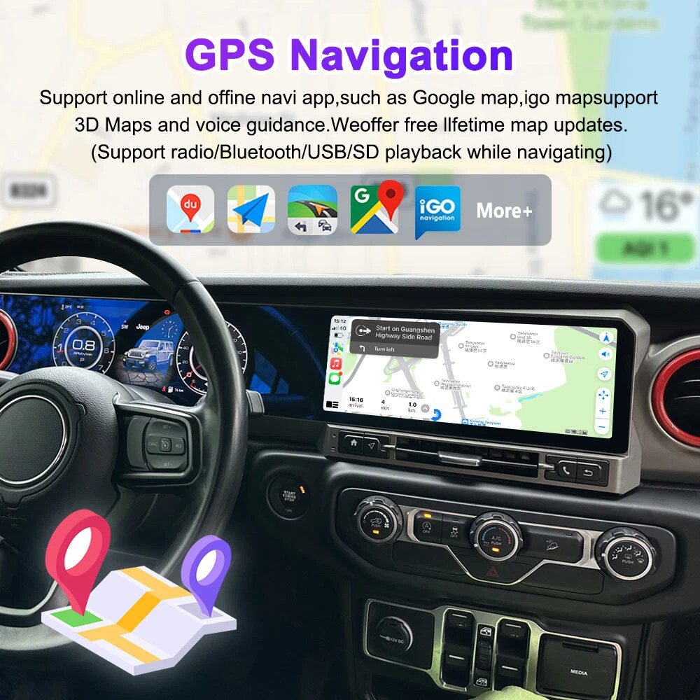 Strip screen Car Radio For Jeep Wrangler JL 2018-2022 Multimedia Player Stereo