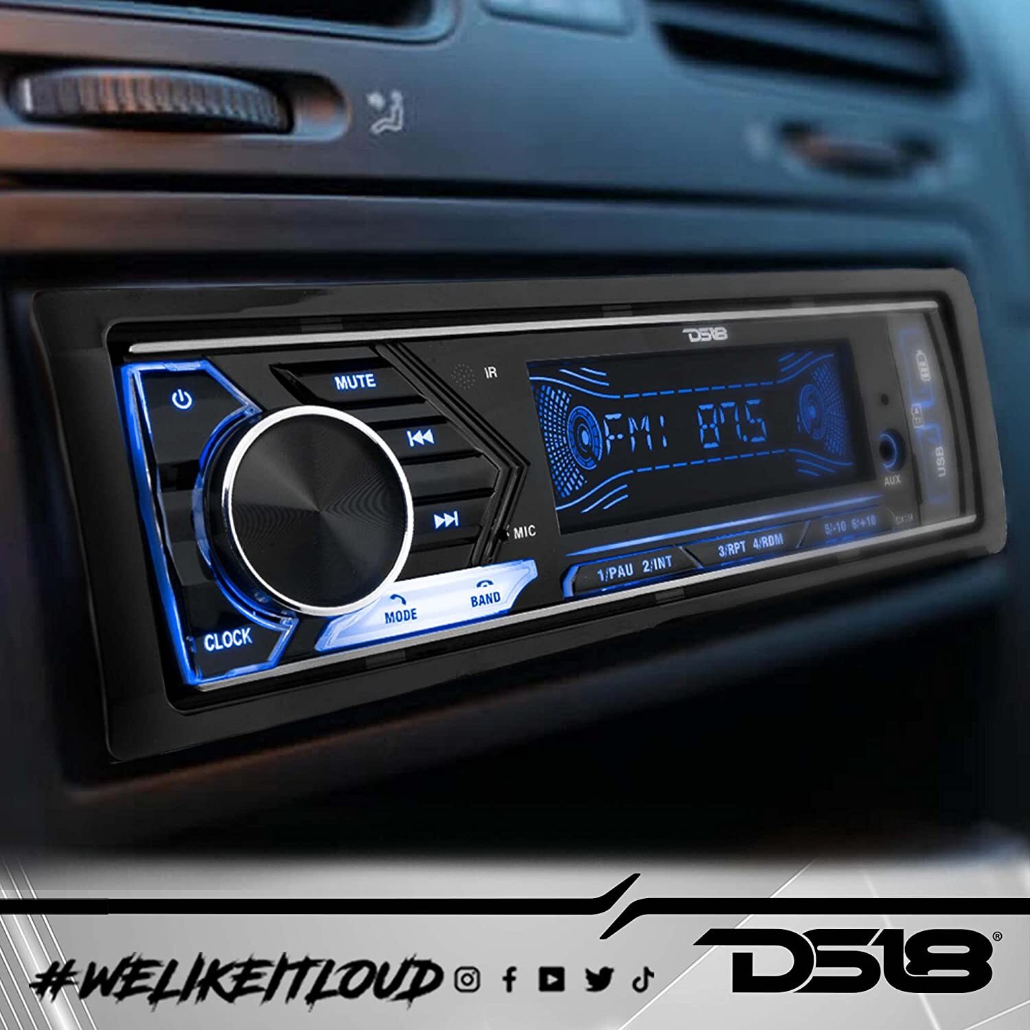 DS18 1 Single Din Bluetooth Radio Car Stereo Audio AUX/FM/SD/MP3 Player Remote